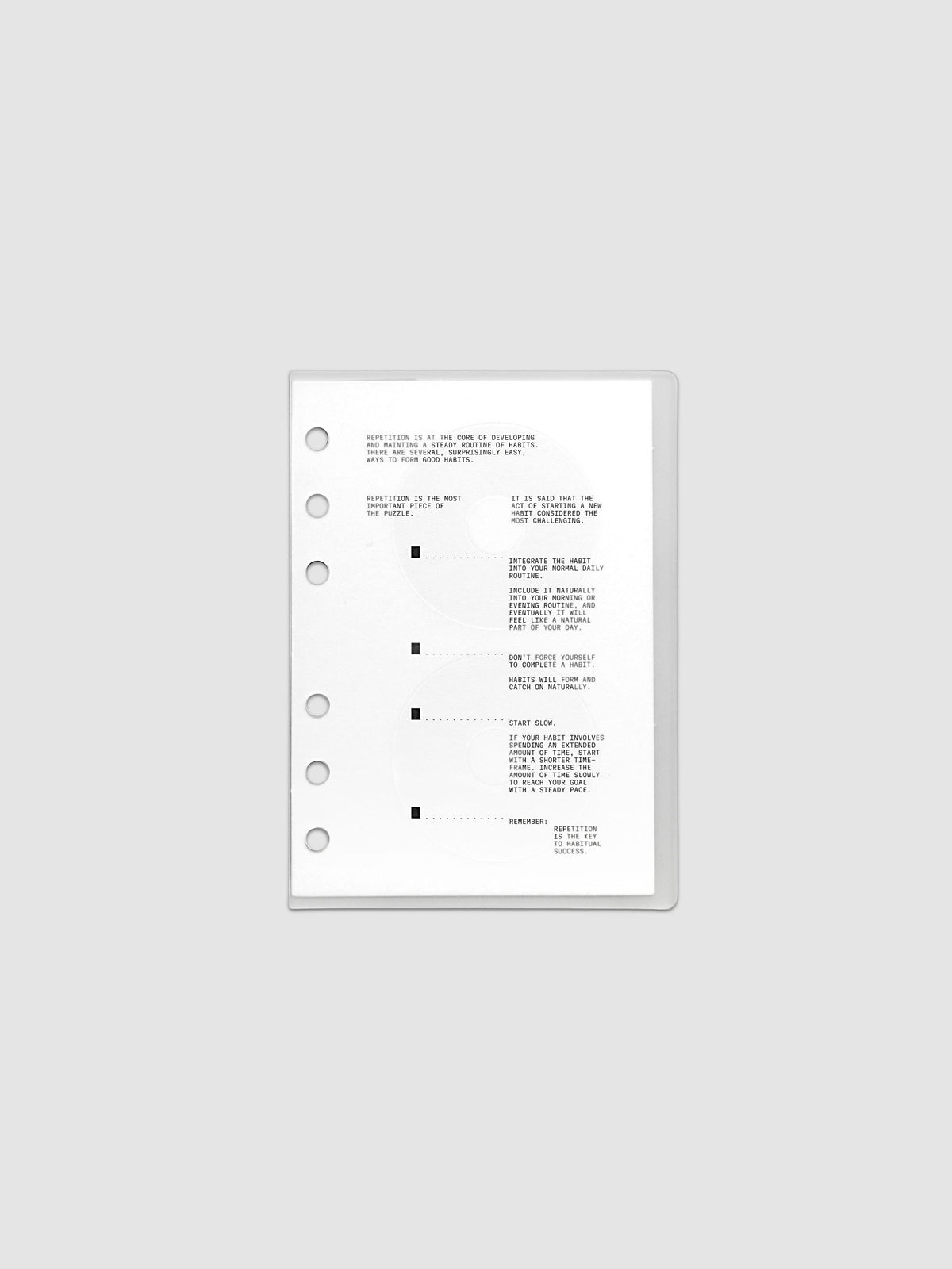 On Repeat Planner Cover + Dashboard Set shown in size A6, pre-punched for 6-ring binders.
