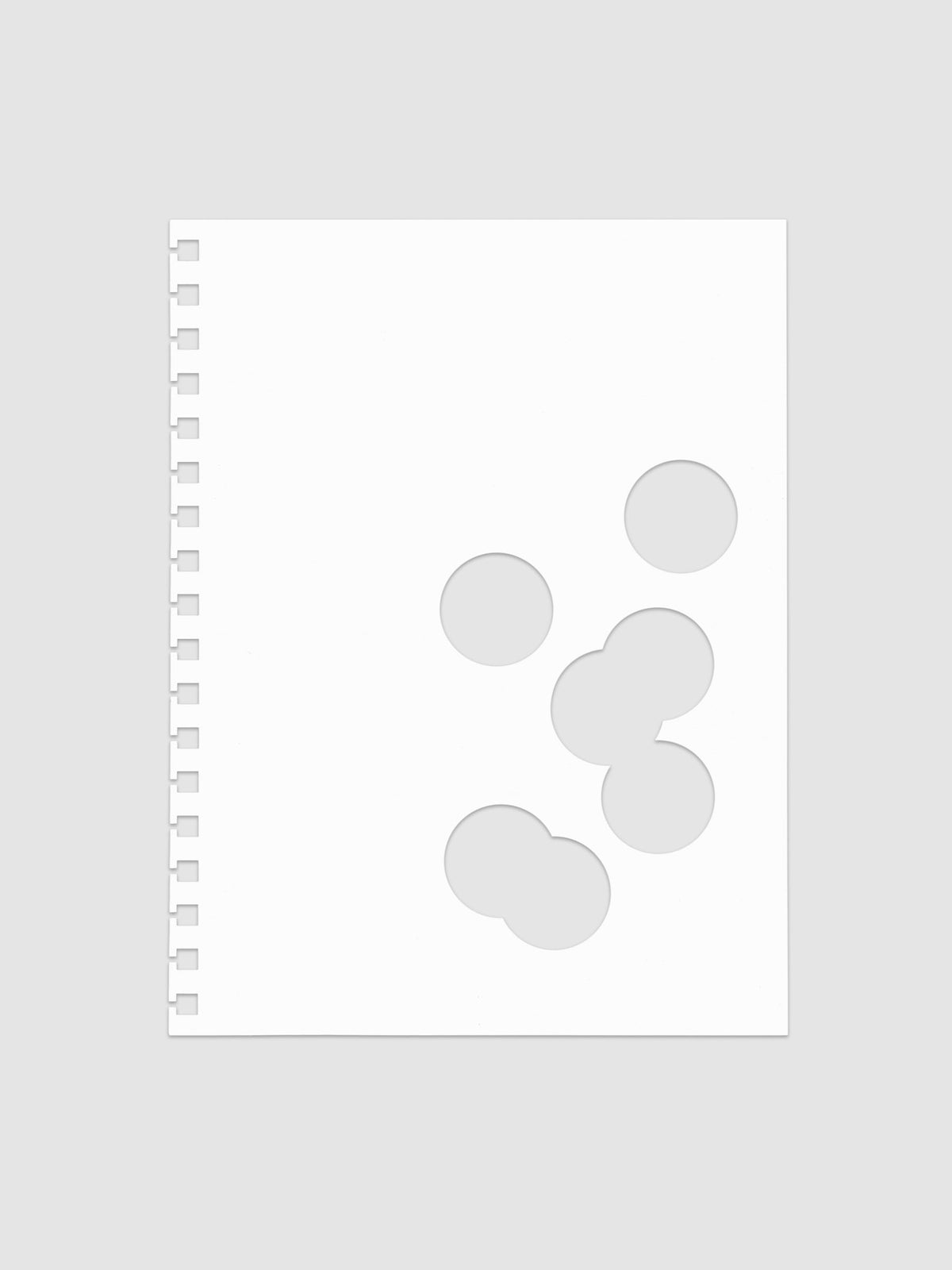 White dashboard from the Ink Blot Planner Dashboard Duo on a neutral background in size HP Classic Spiral, pre-punched for spiral planners.