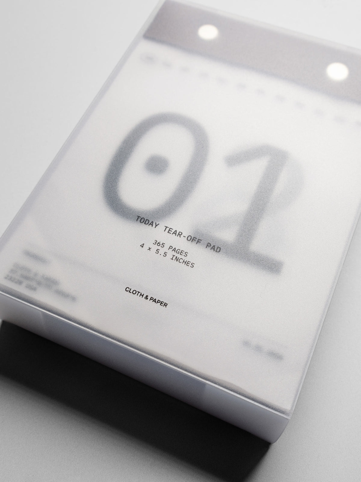 2026 Today Tear Off Pad shown close up in packaging reading "Today Tear Off Pad, 365 Pages, 4 x 5.5" Inches, Cloth & Paper".