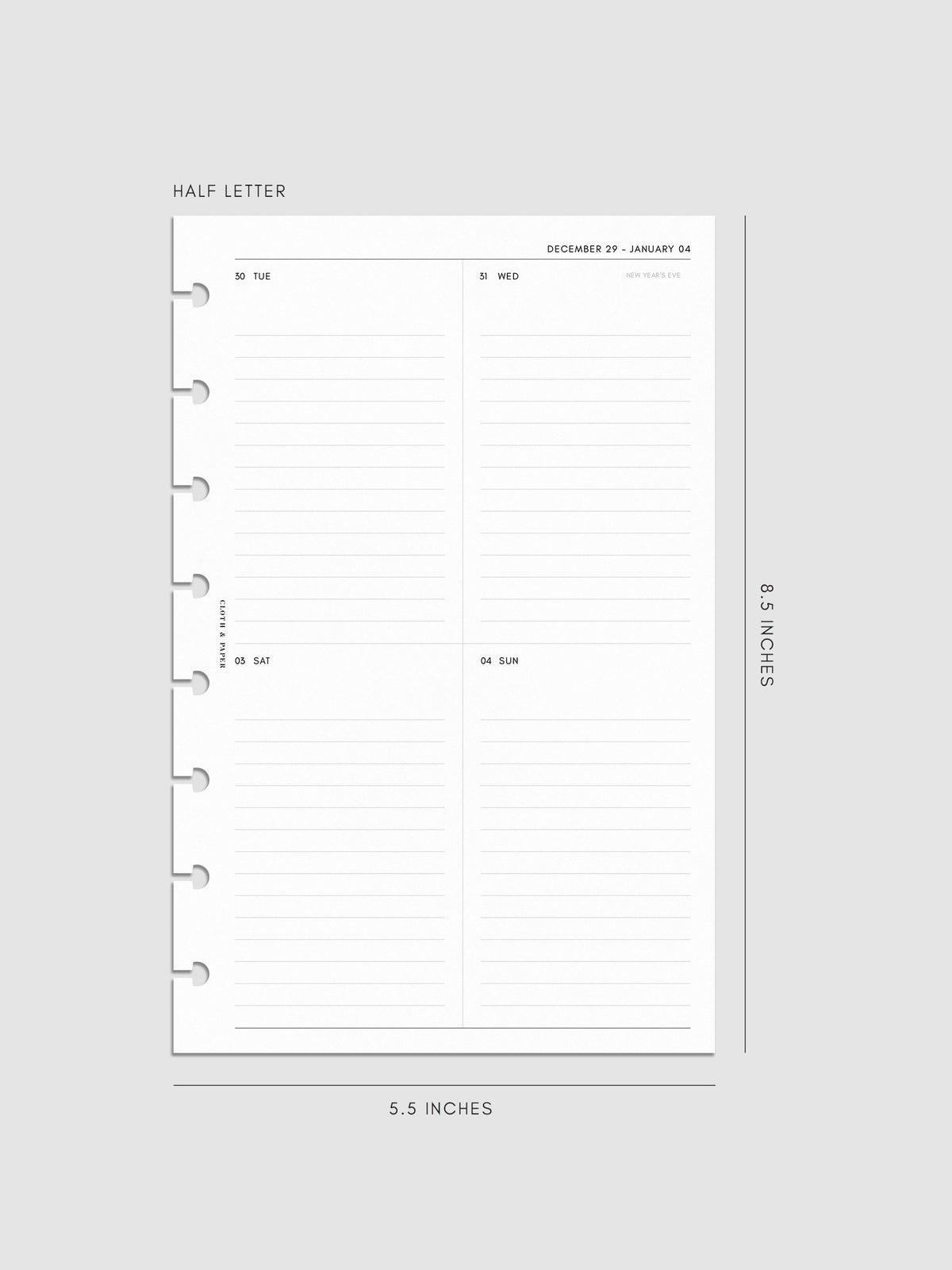 Digital mockup of insert in Half Letter.