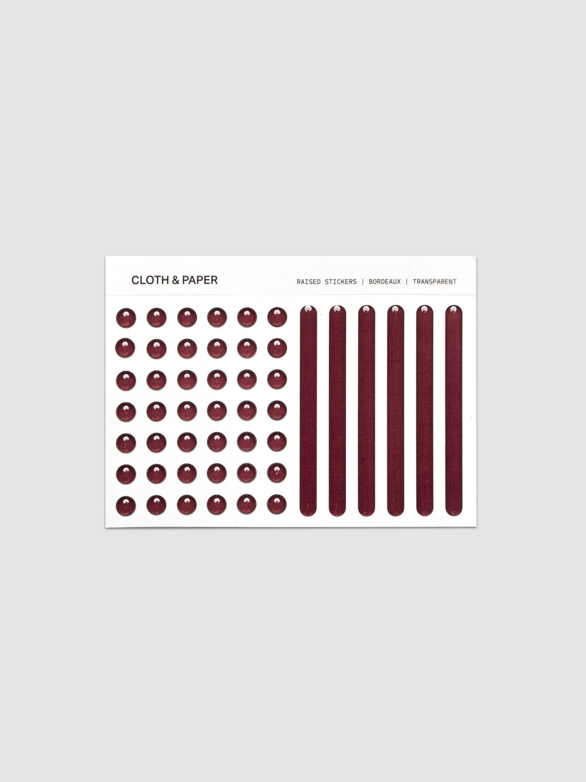 Single sheet from the Raised Sticker Set in the color Bordeaux (burgundy).