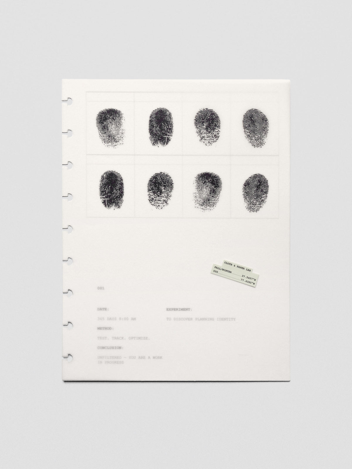 Two layered HP Classic sized planner dashboards, one semi-transparent, one matte, featuring a fingerprint design.