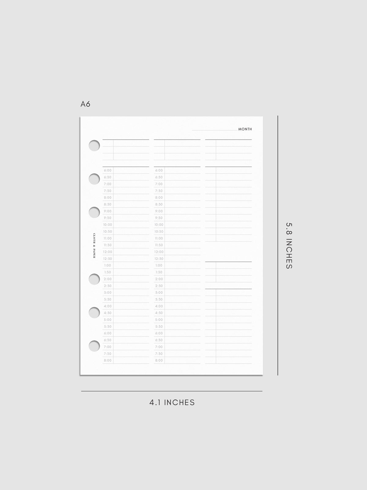 30 Minute Time Block Planner Inserts | A6