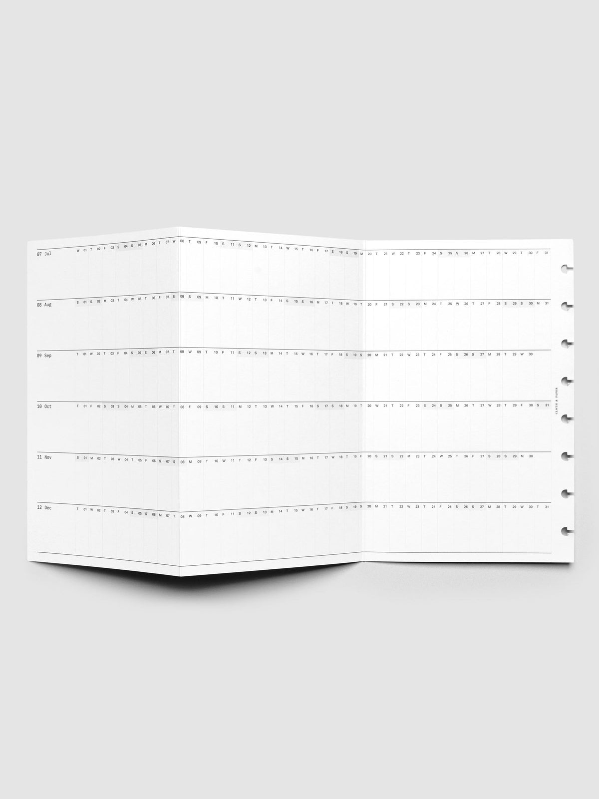 2026 Yearly Fold Out Planner Insert in size Half Letter shown un-folded.