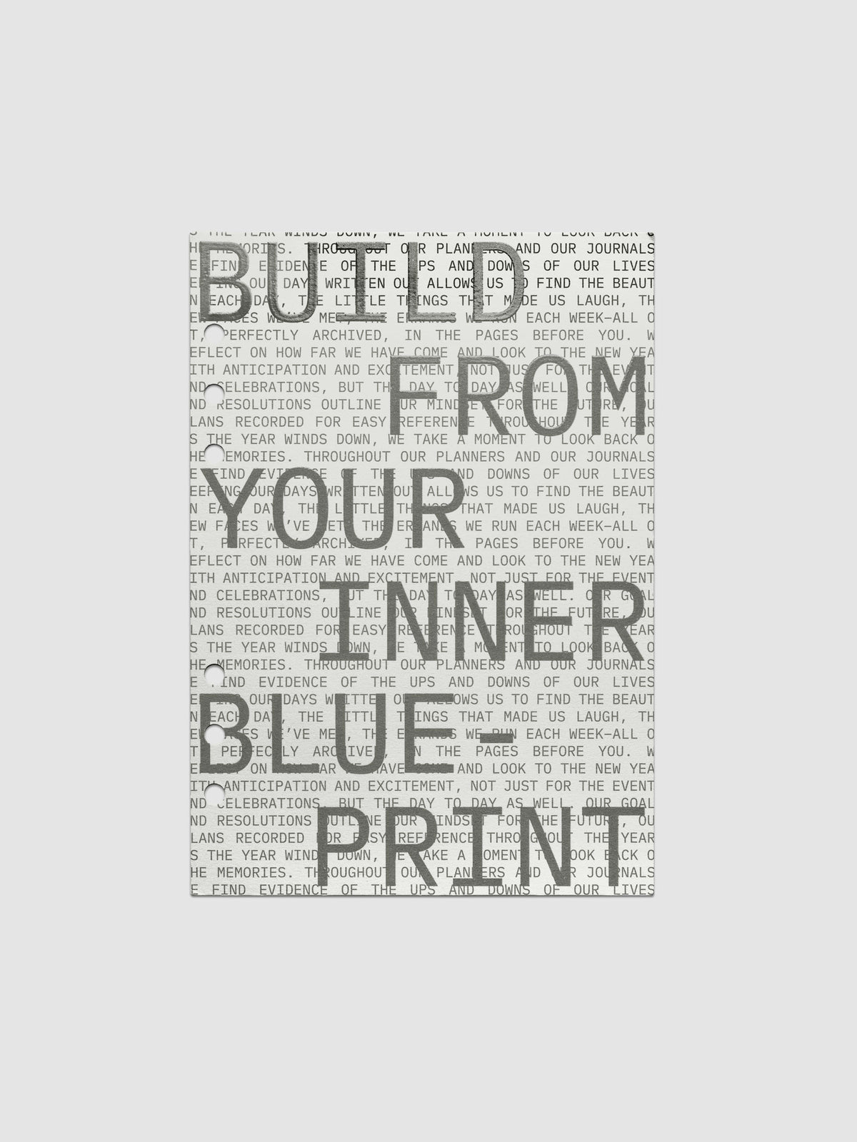 Cardstock dashboard with text design reading 'Build from your inner blue-print'. One piece of the Inner Blueprint Dashboard Duo shown in size A5.