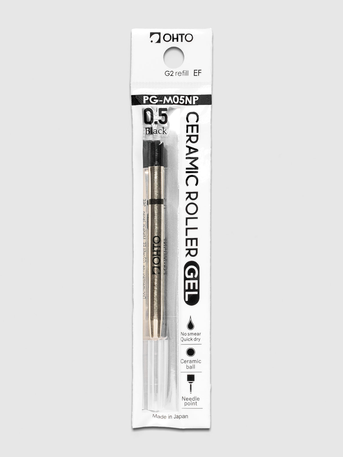 OHTO PG-M05NP Ceramic Gel Pen Refill with Black ink in size 0.5 mm.