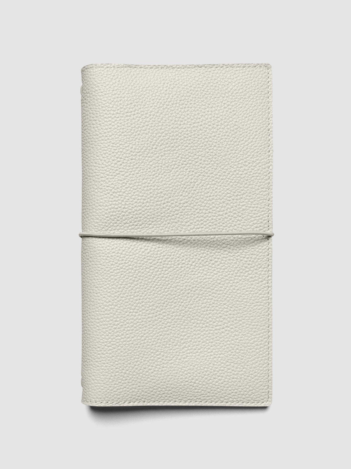 Light grey genuine leather travel notebook cover shown in size A5 Slim.
