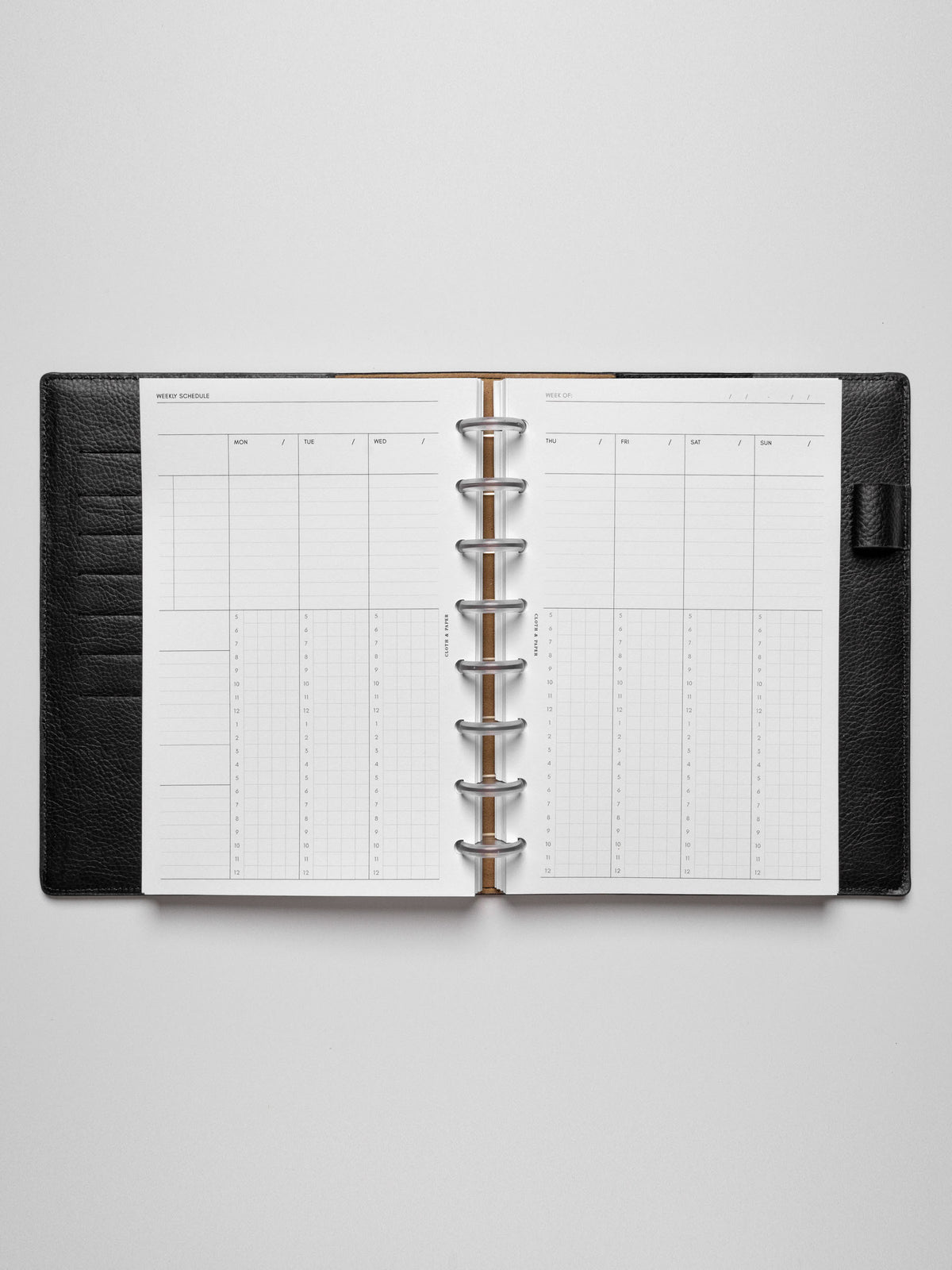 Half Letter insert in use inside a leather planner.