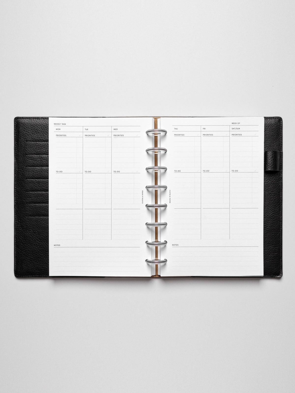 Half Letter insert in use inside a leather planner.