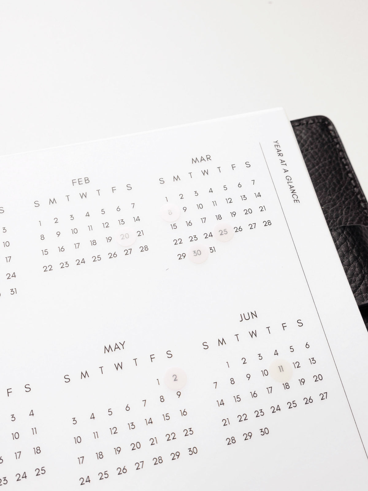 Close-up of the 2026 Year At A Glance Planner Dashboard.
