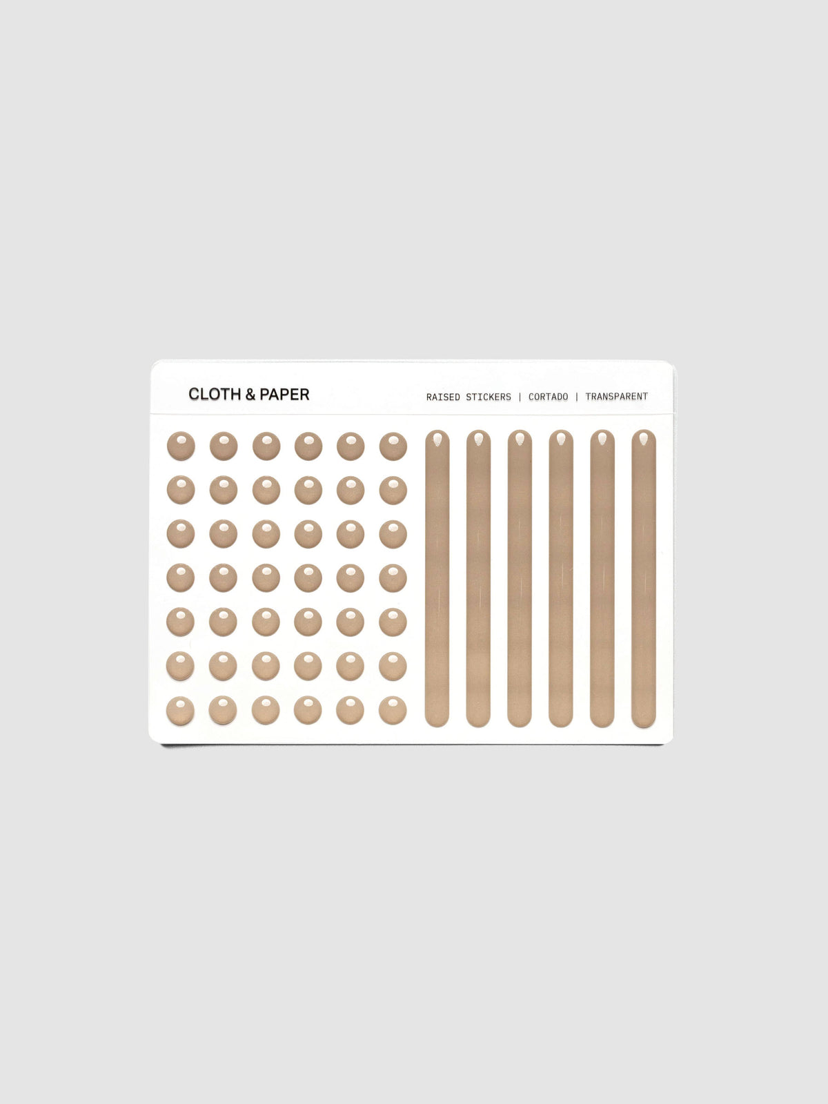 Single sheet from the Raised Sticker Set in the color Cortado (light brown).