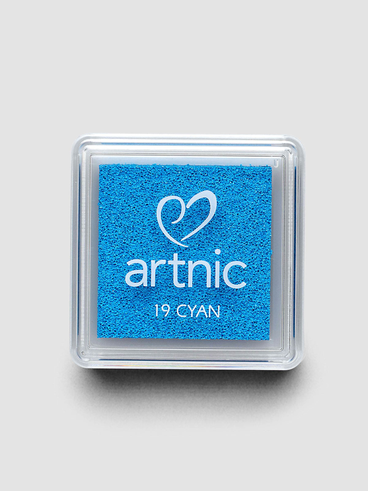 Artnic Stamp Ink Pad in cyan seen from above with cover on