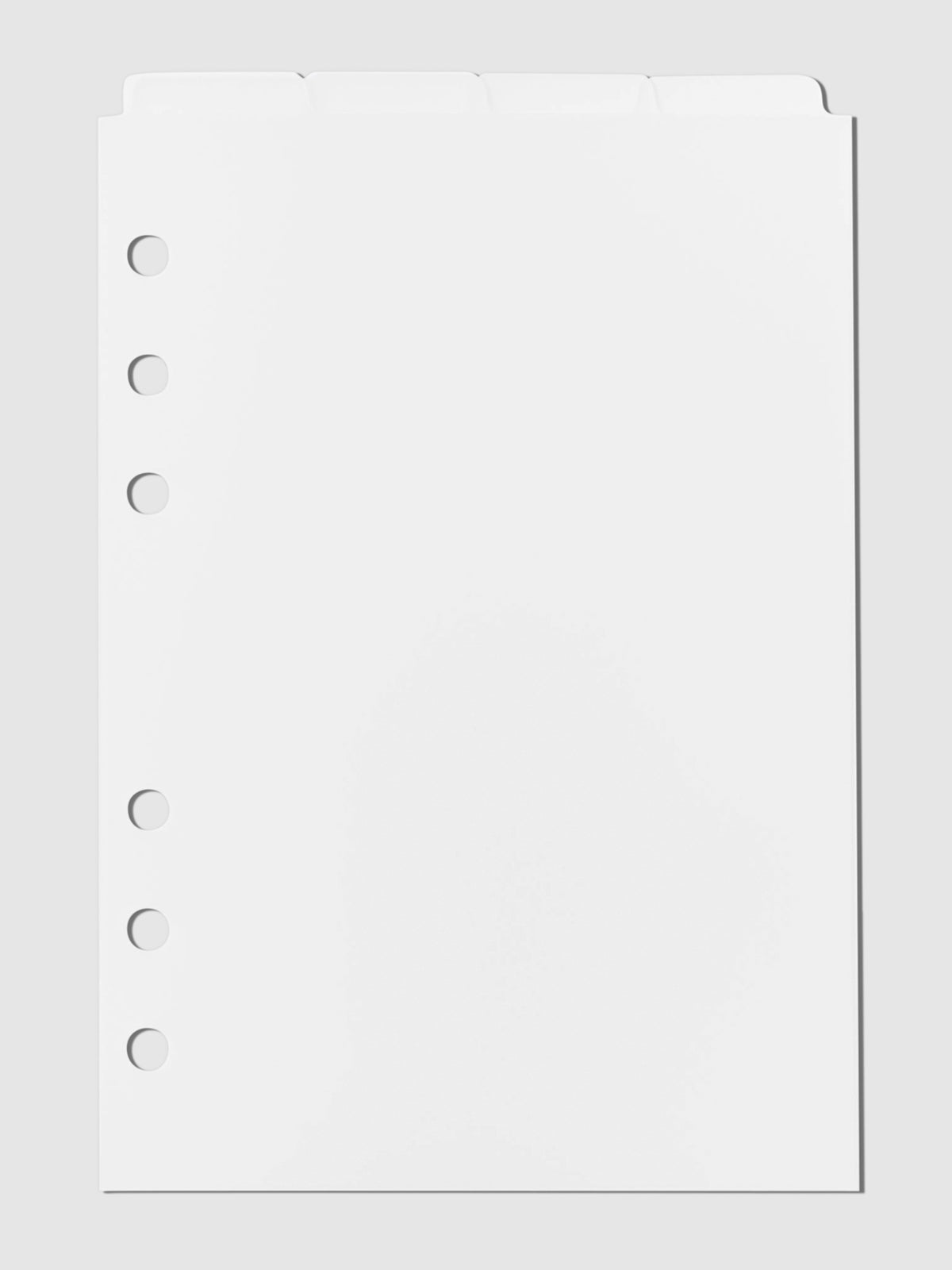 Blank Top Tab Planner Dividers, Low Profile, Matte, Personal Wide size. Cloth and Paper. Dividers displayed on a neutral background.