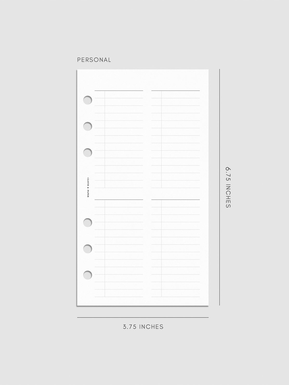 Digital mockup of insert in Personal.