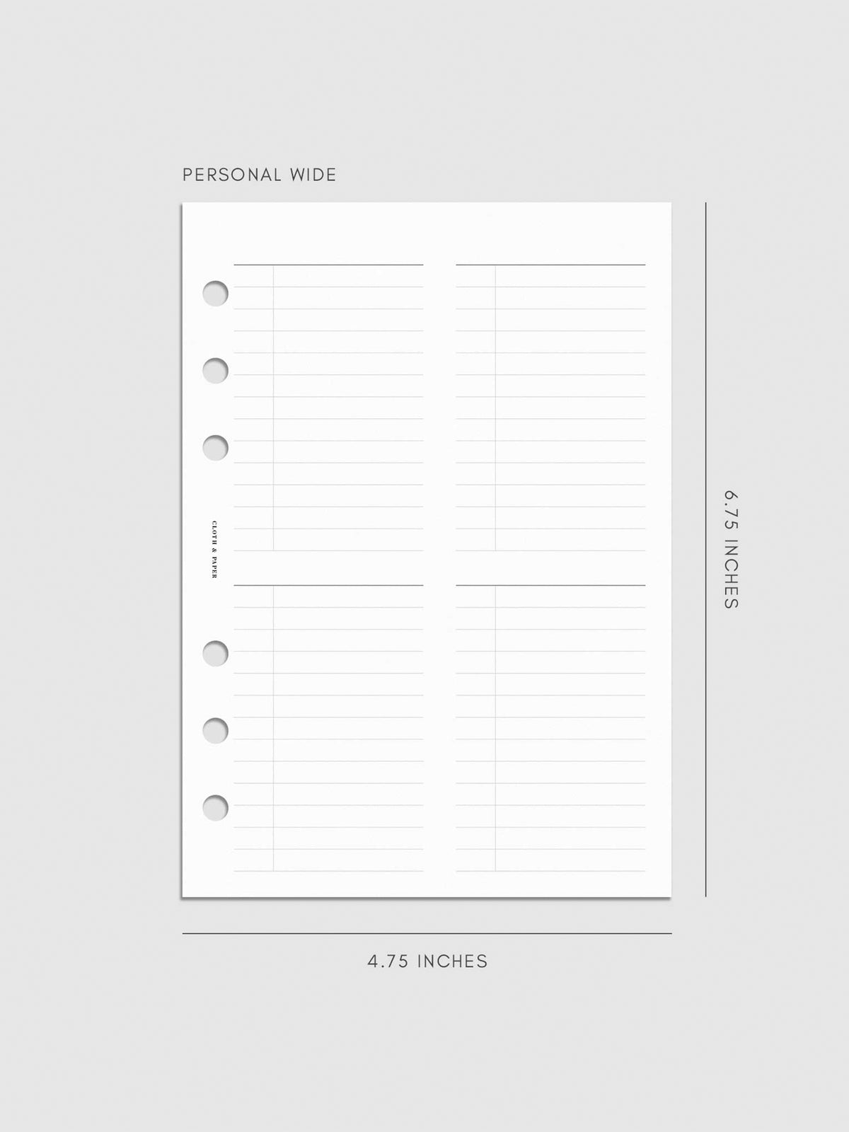 Digital mockup of insert in Personal Wide.