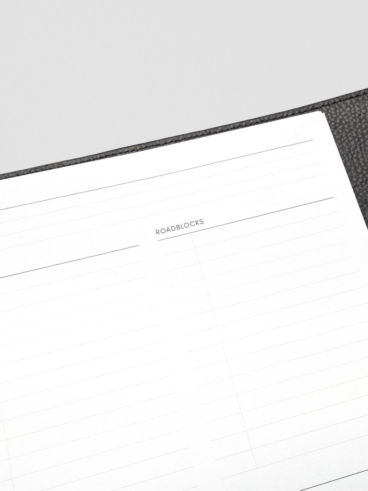 Close up of the Daily intention Planner Inserts showing the header and section for Roadblocks.