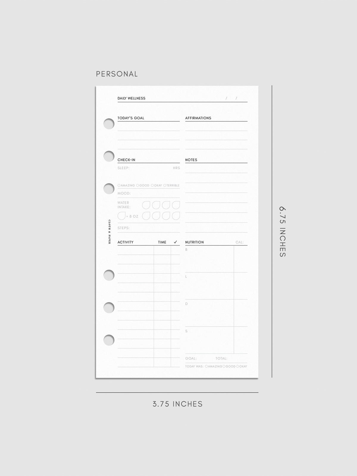 Digital mockup of insert in Personal.
