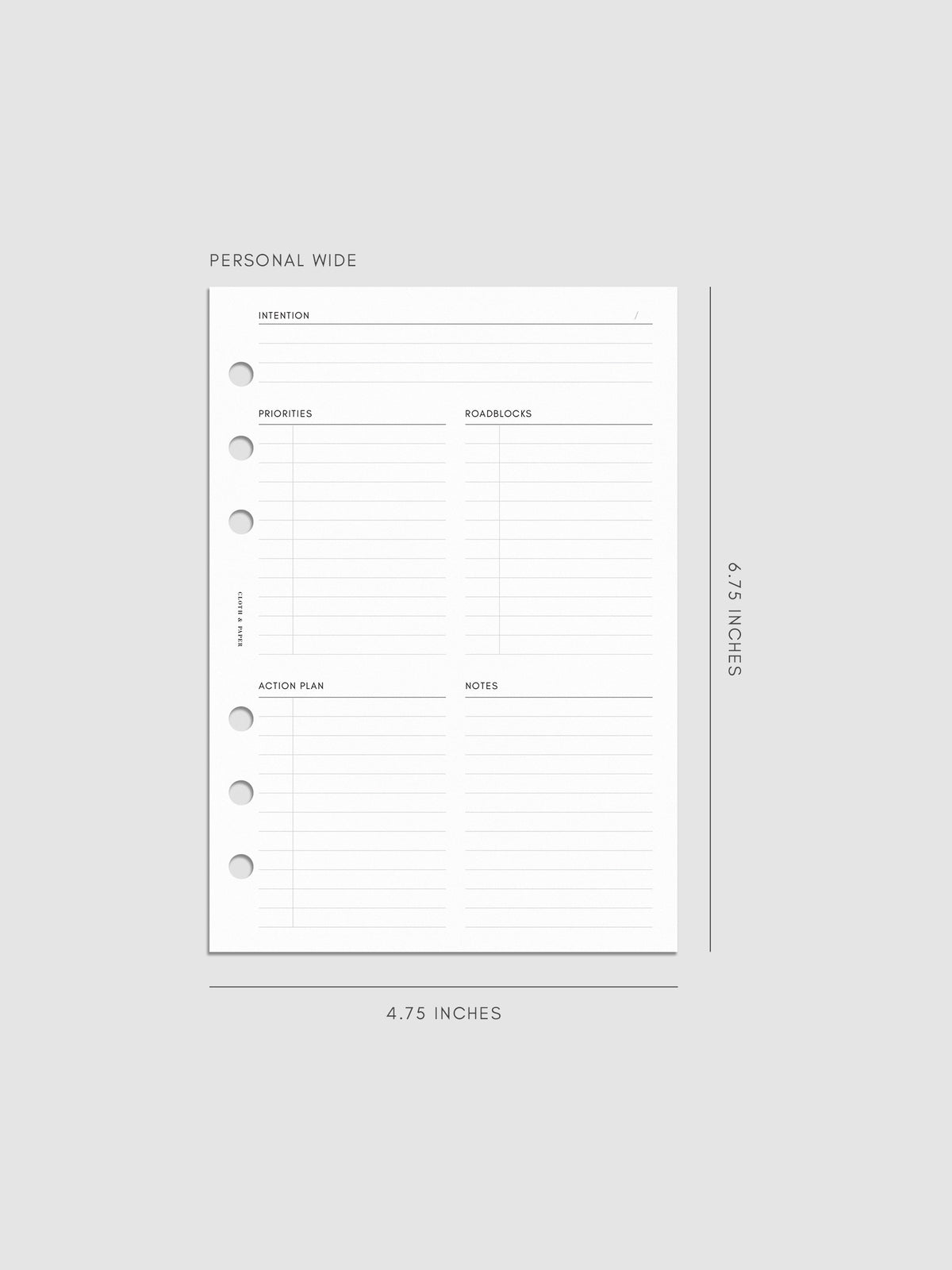 Daily Intention Planner Inserts | Personal Wide