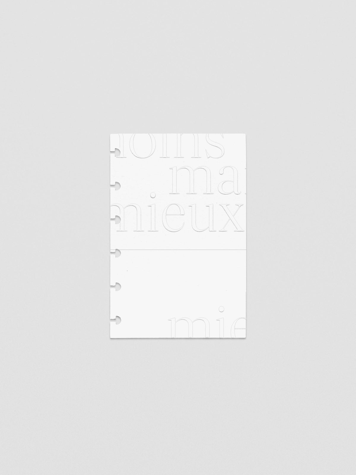Essentialism Dashboard Duo reading "moins mai mieux" in size CP Petite; cardstock layer only.