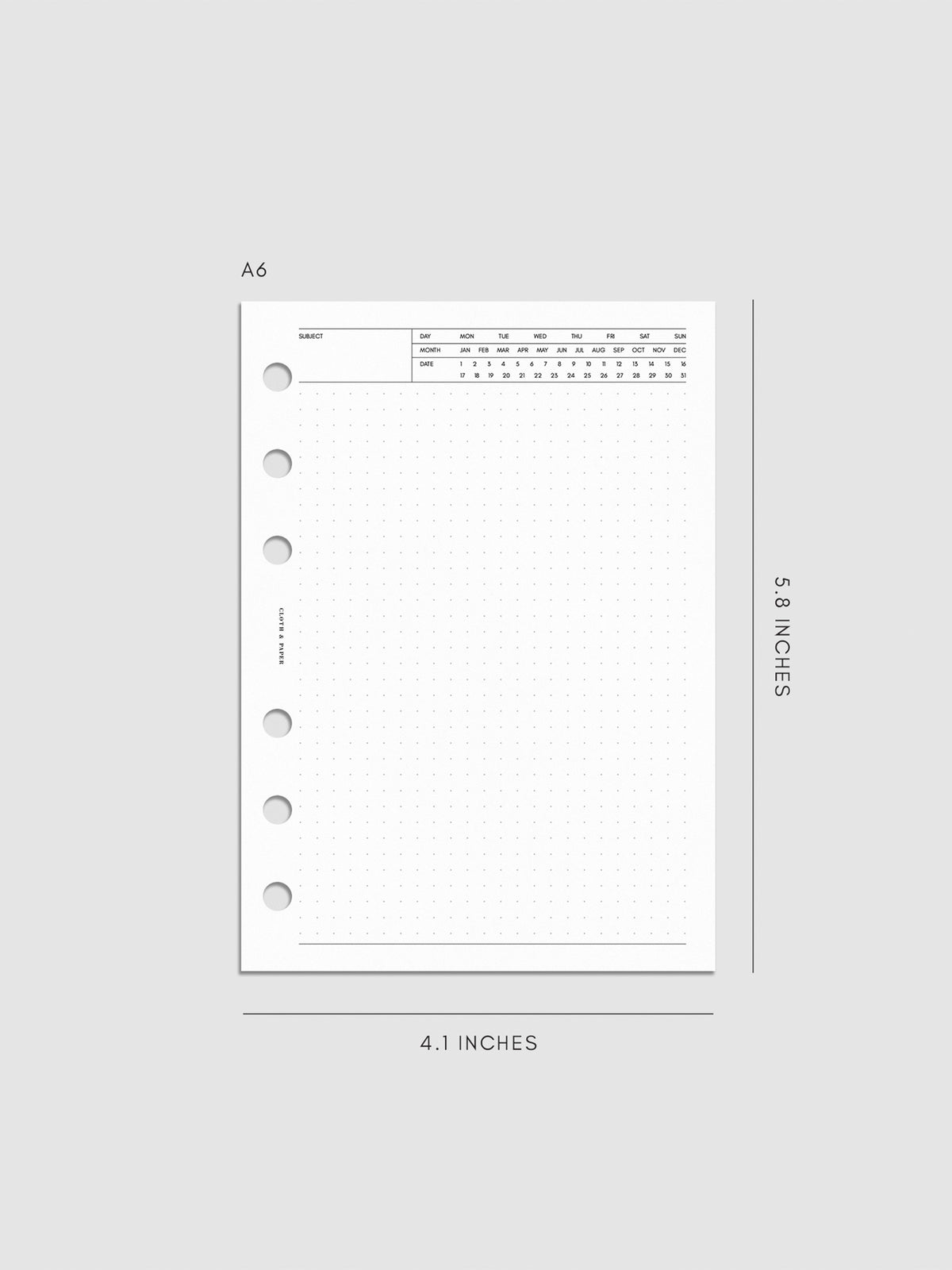 Digital mockup of insert in A6.