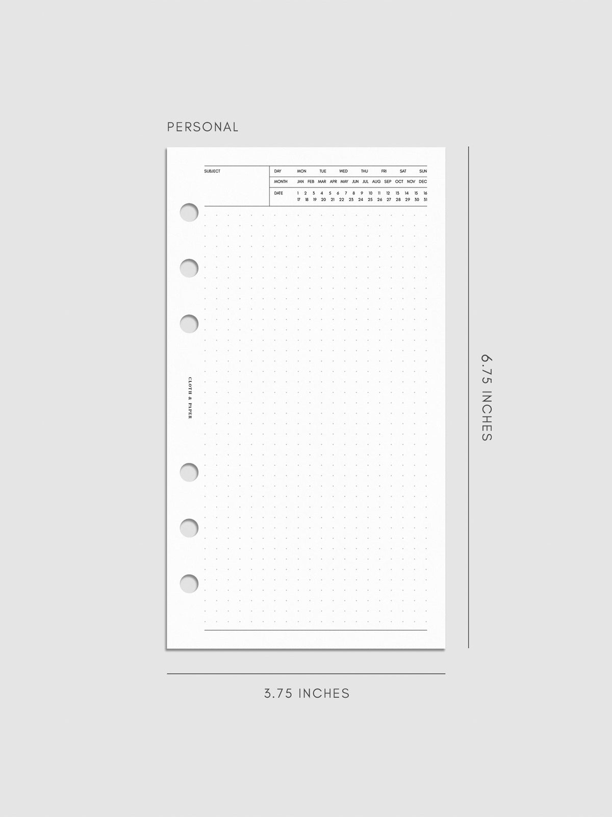 Digital mockup of insert in Personal.