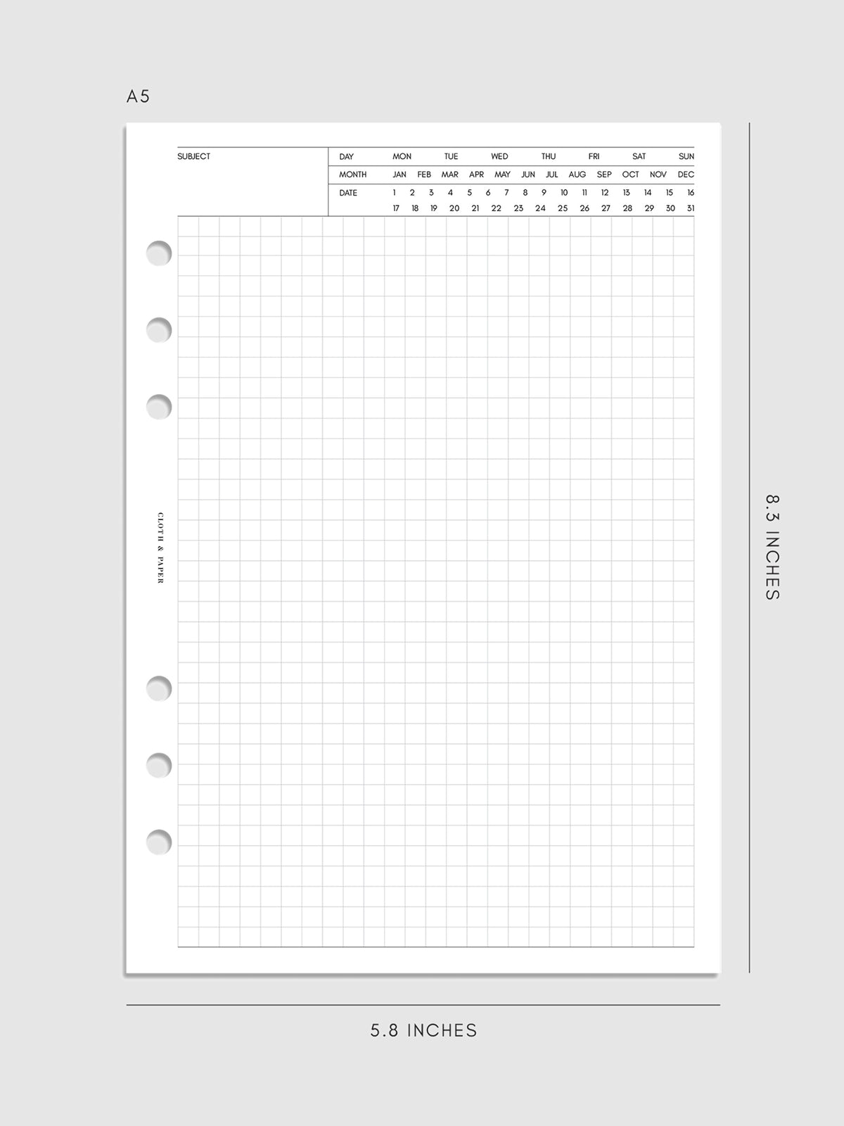 Executive Note Inserts | Graph Paper A5
