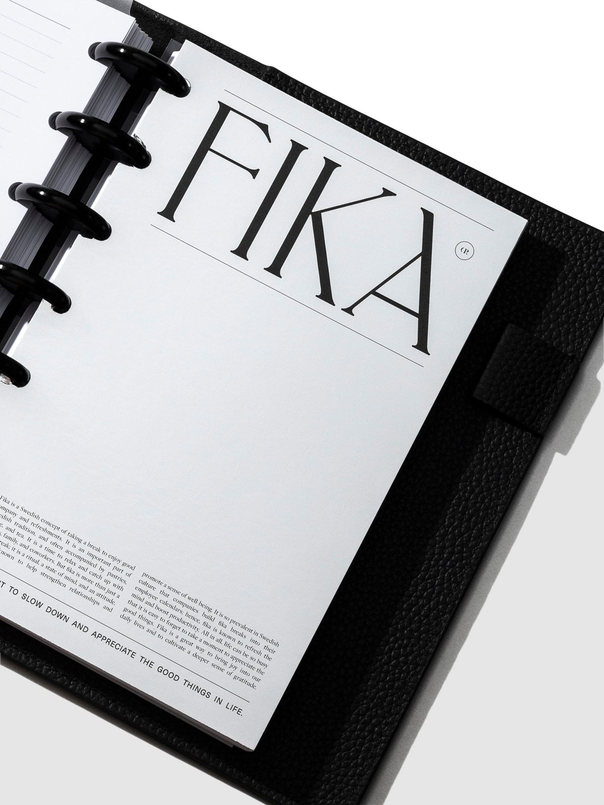 Dashboard in use inside a discbound leather agenda system.