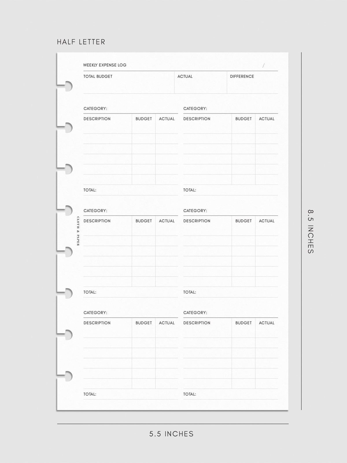Digital mockup of the Financial Planning Insert | Second Edition. Size shown is Half Letter.