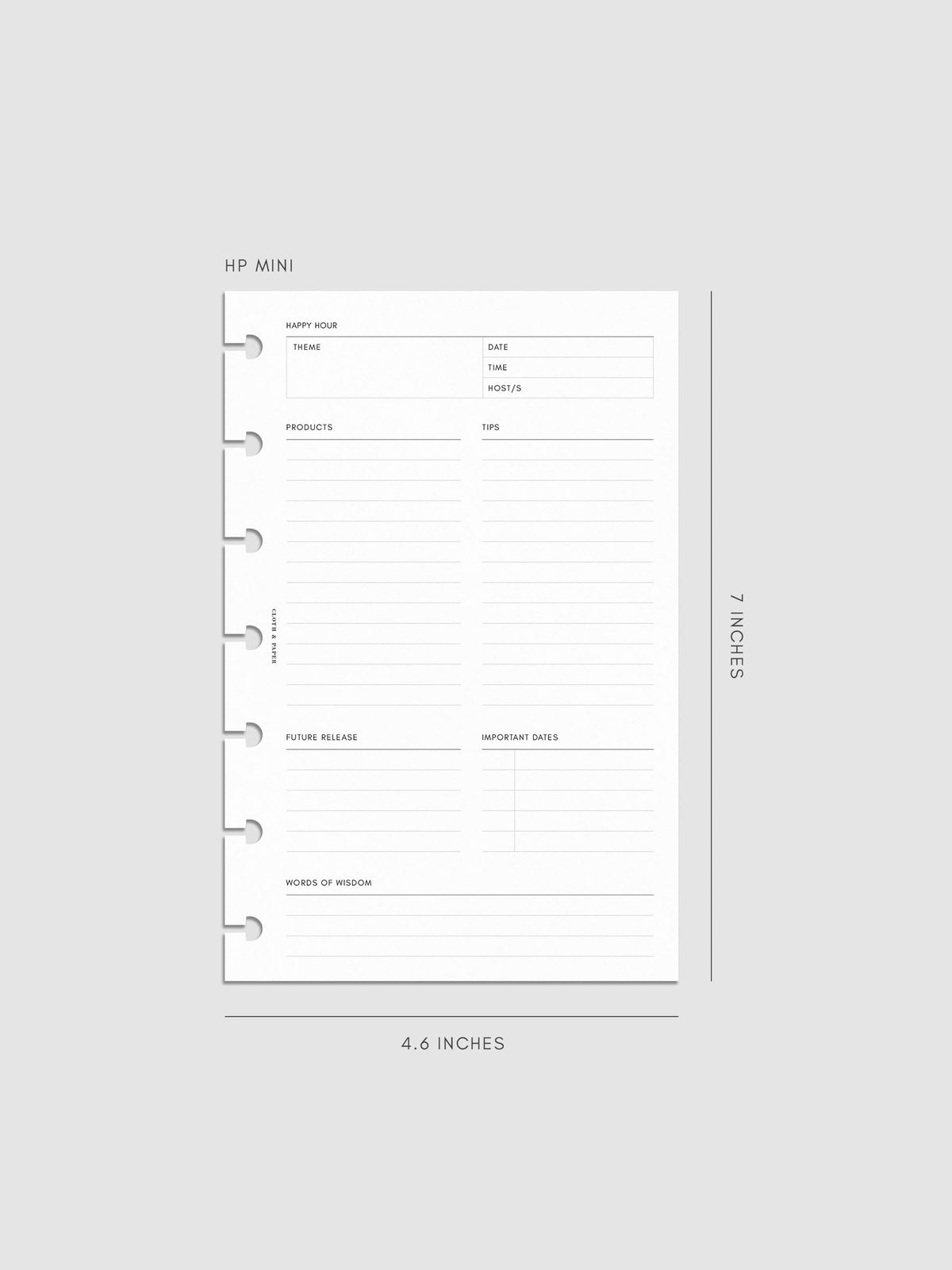 Mockup of Happy Hour Notes Inserts in HP Mini