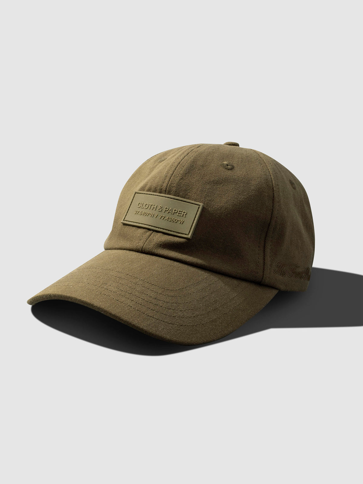 Label Hat, Cloth and Paper. Hat displayed on a neutral background.