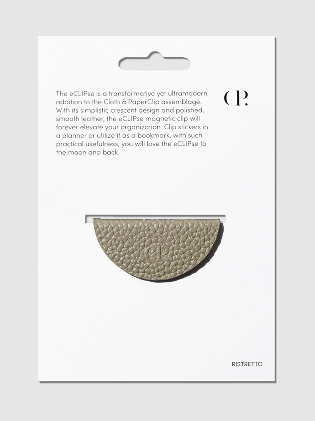 Beige bookmark shown in its packaging on a neutral background.