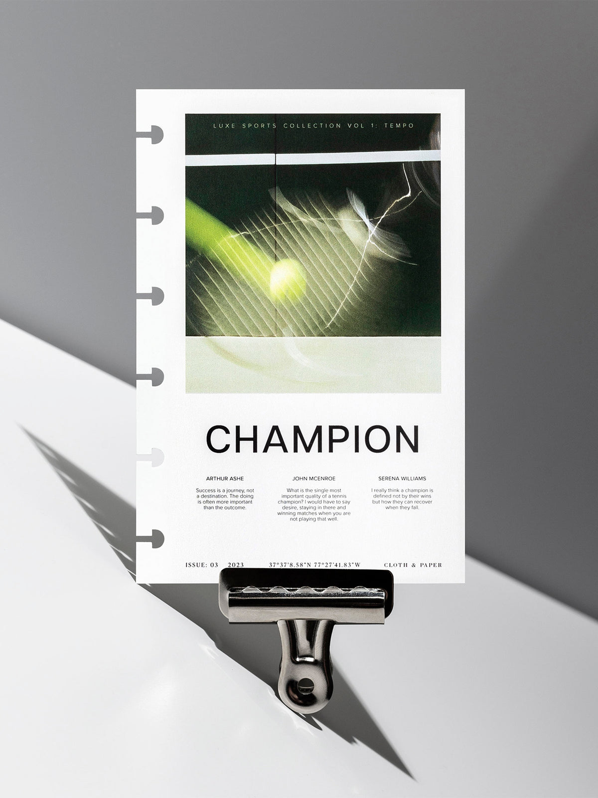 Champion dashboard displayed with a clip on a neutral gray background. Size shown is CP Petite.