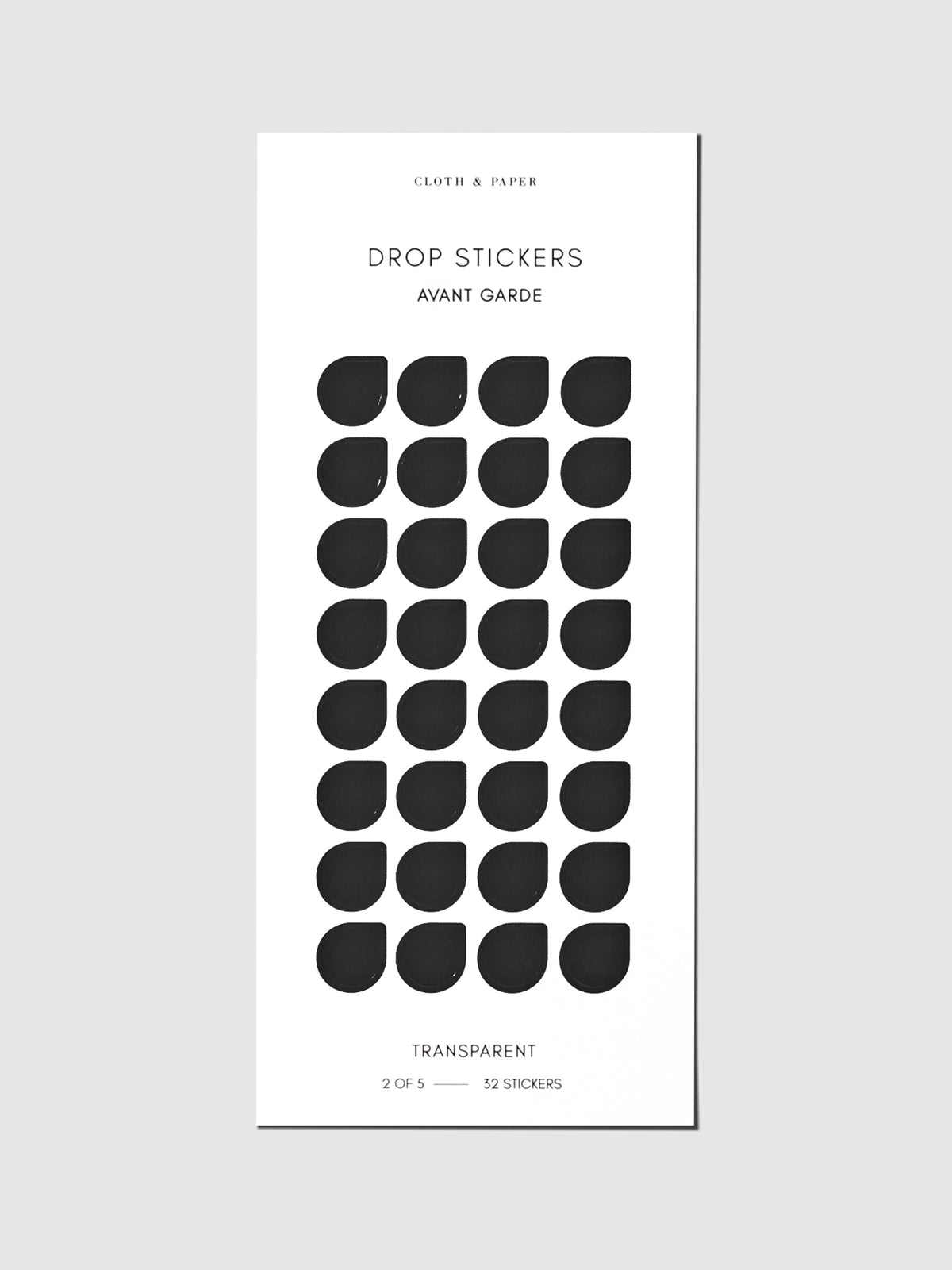 Sticker sheet displayed on a neutral background. Sticker size shown is medium, color shown is Avant Garde.