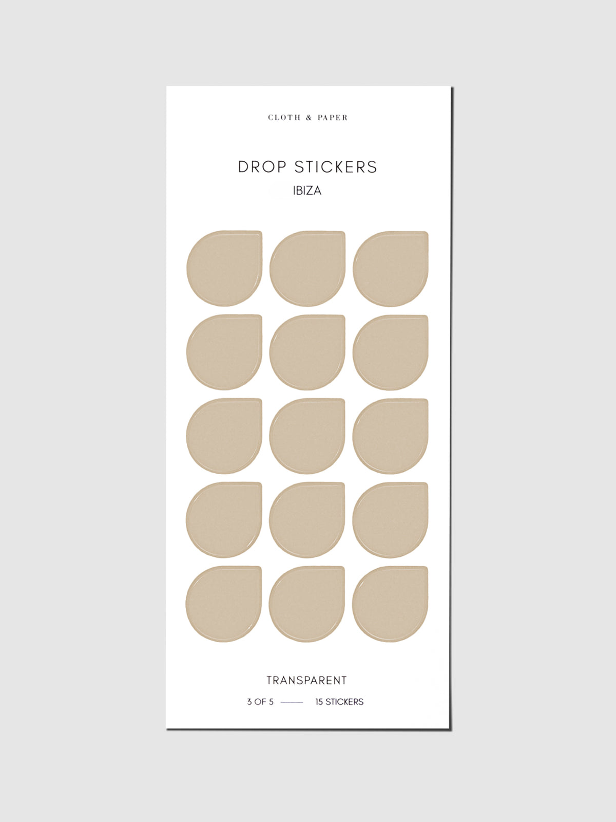 Sticker sheet displayed on a neutral background. Sticker size shown is large, color shown is Ibiza.