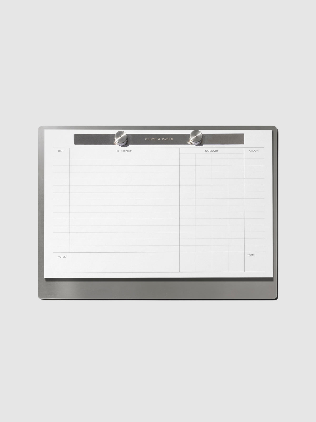 Modern Bound Notepad with Financial inserts shown on a neutral background.