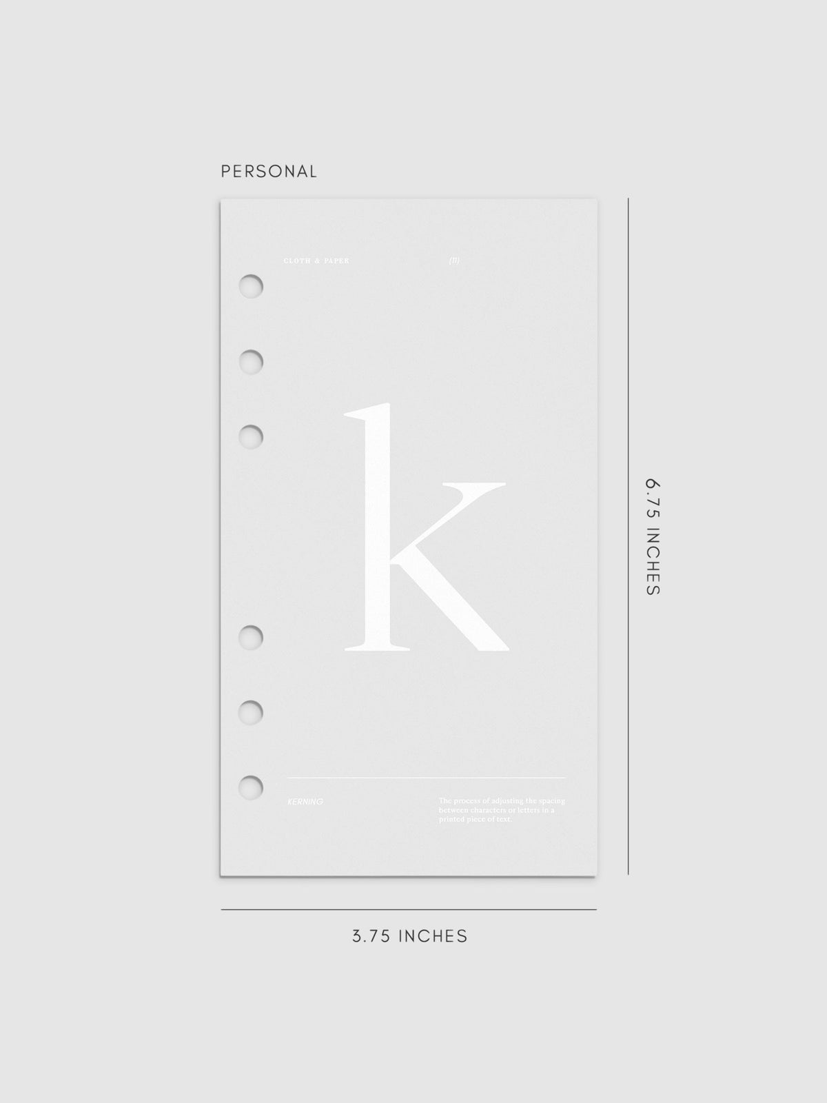 Monogram Vellum Planner Dashboard K in Personal displayed on a neutral background.