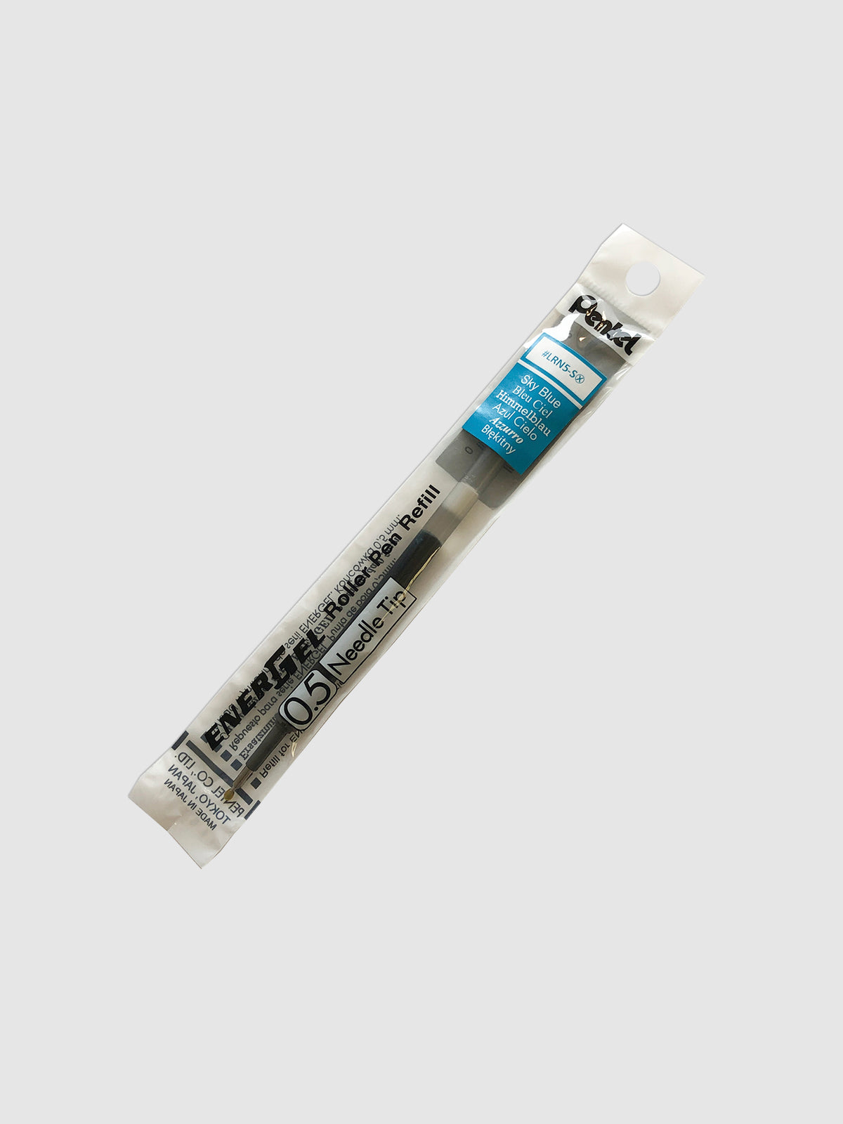 Pentel Energel Refill | Black | Cloth & Paper. Ink refill shown in its packaging tilted to the right on a neutral background.