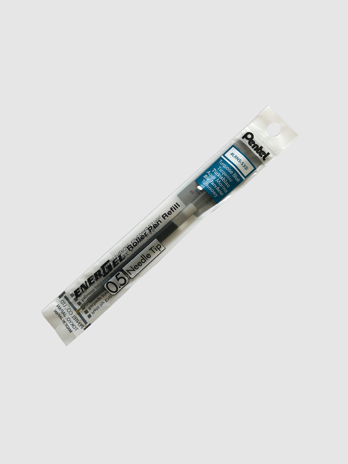 Pentel Energel Refill | Black | Cloth & Paper. Ink refill shown in its packaging tilted to the right on a neutral background.