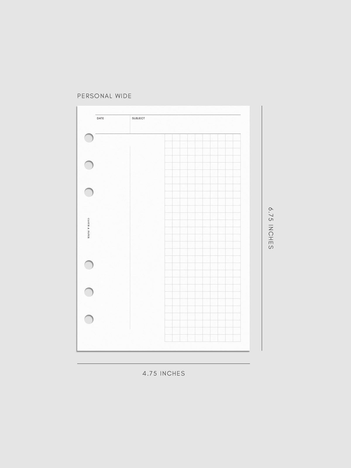 Personal Wide Process Notes Insert mockup showcasing flexible grid pages.