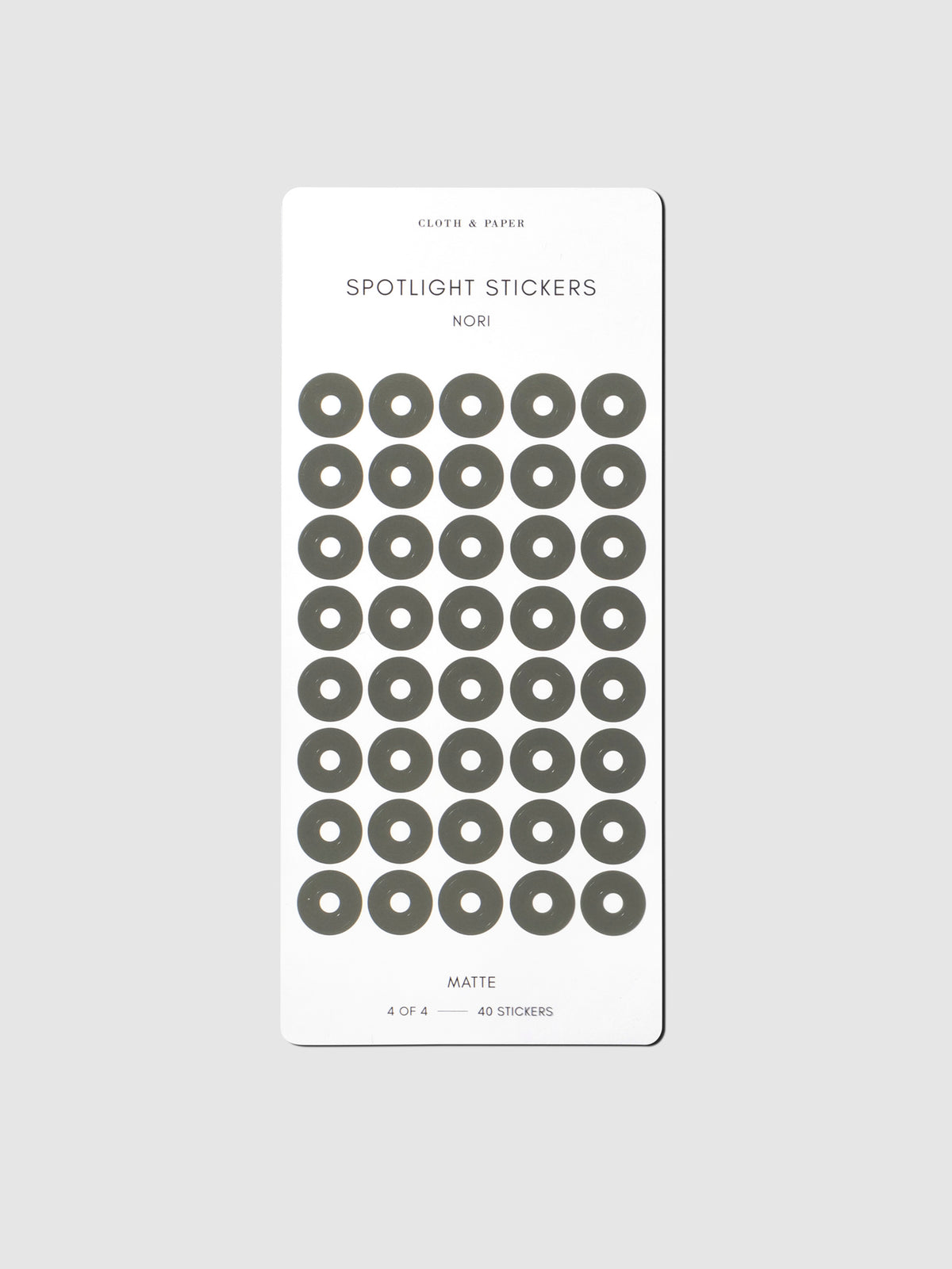 Sticker sheet displayed on a neutral background. Color shown is Nori.