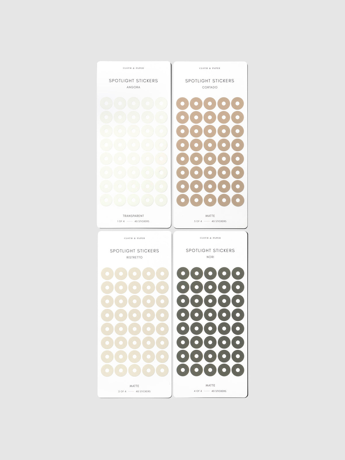 Set of 4 sticker sheets displayed on a neutral background. Set displayed is Volume 2.