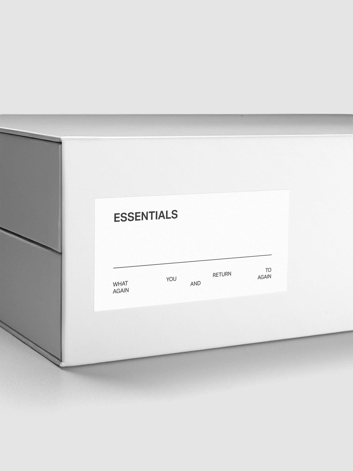 Close up view of the spine showing the Essentials label sticker applied to the exterior of the Storage Book 4.0.