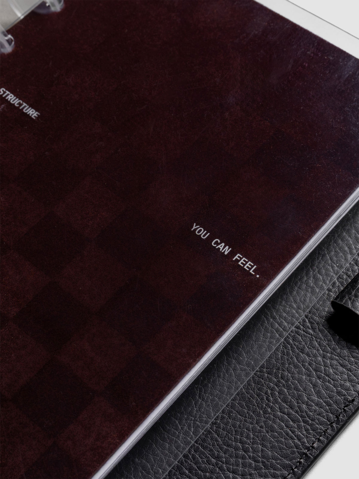 Close up of the Checker Planner Dashboard + Cover Set showing text that reads "Structure you can feel."