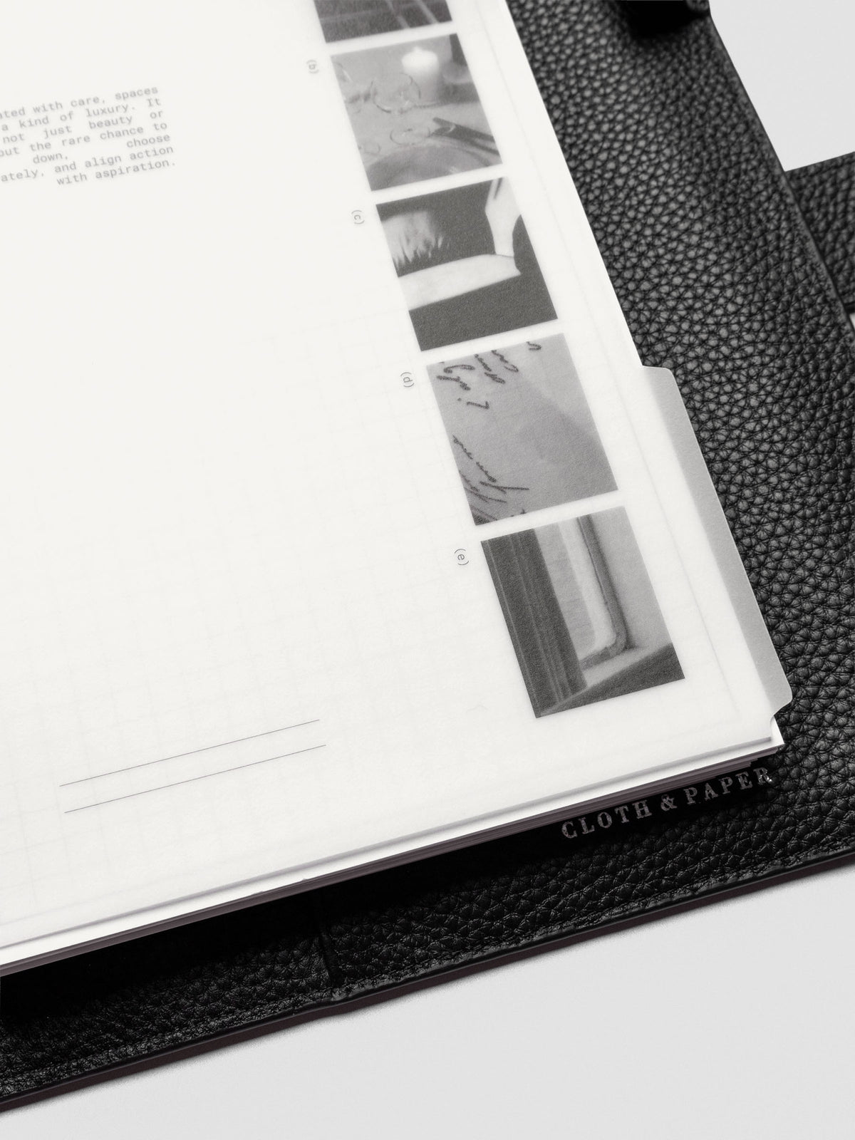 A5 Editorial Vellum Dividers Vol. 2 shown inside a planner with layered inserts.