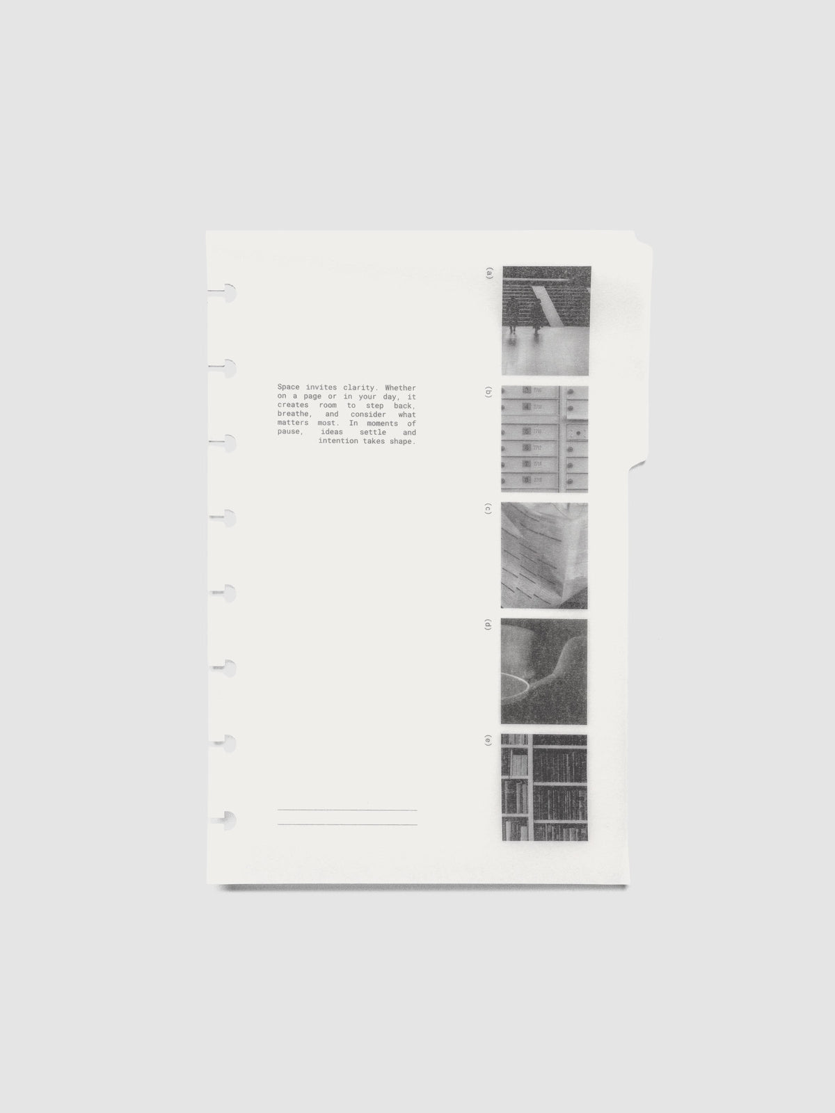 Half Letter Editorial Vellum Dividers Vol. 2 shown inside a planner with layering effect.