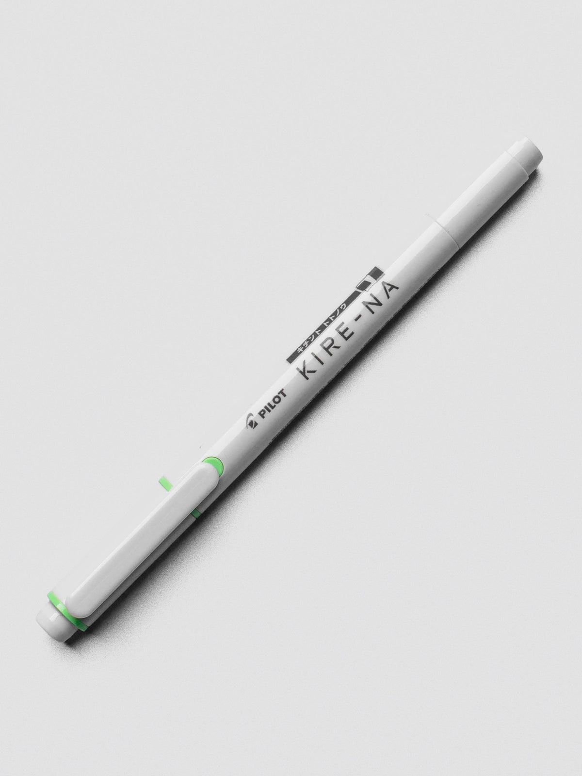 Pilot Kire-Na highlighter in Green, angled product shot.