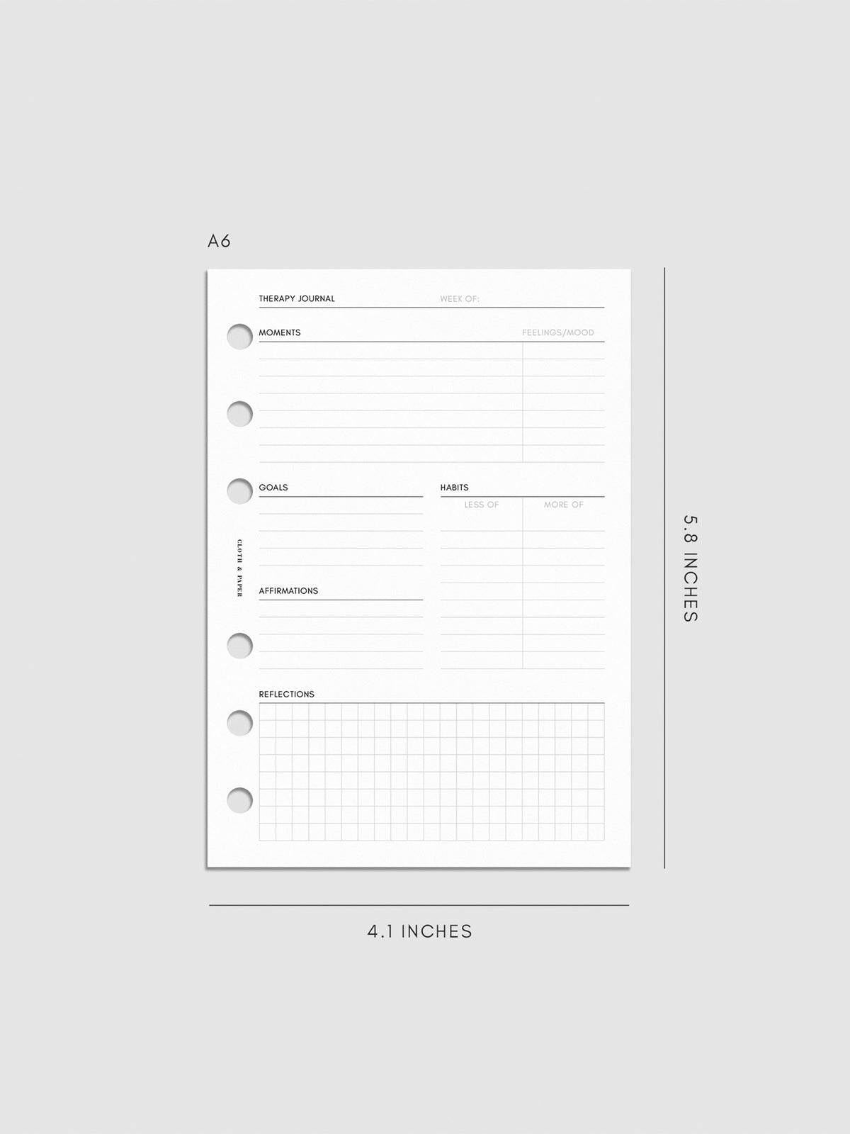 Digital mockup of insert in A6.