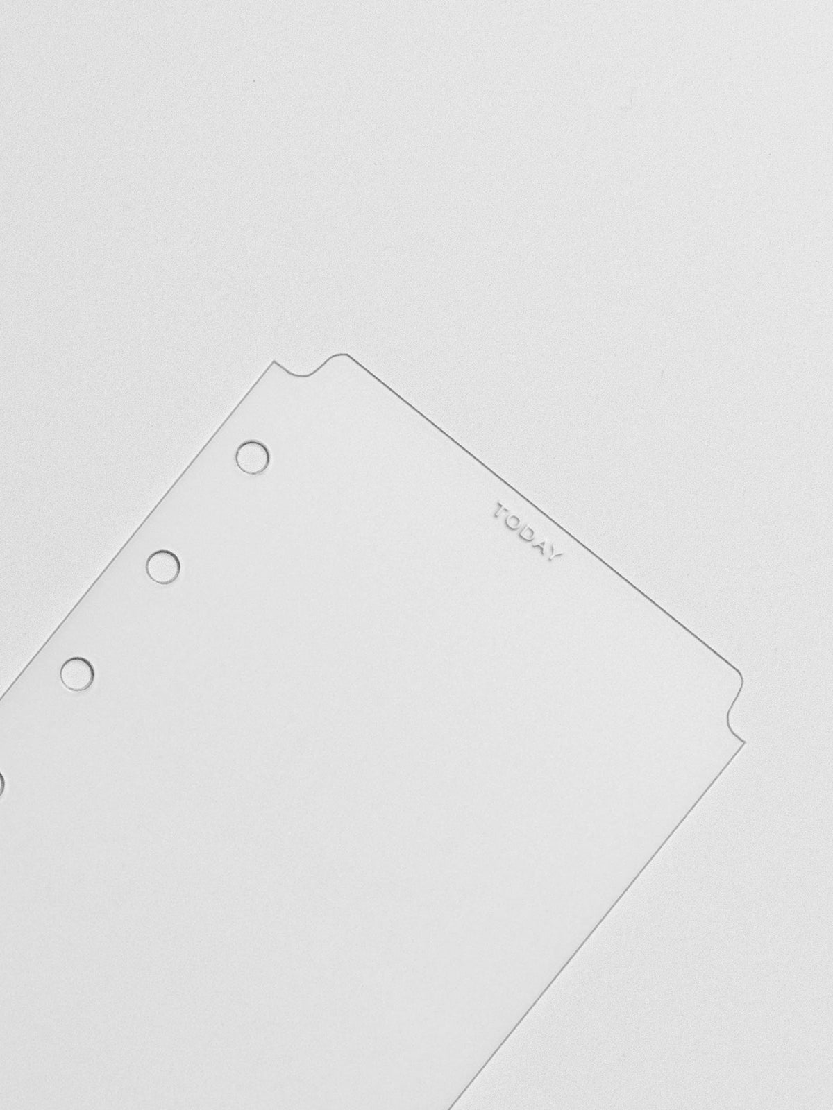 Closeup of white Today foil text.
