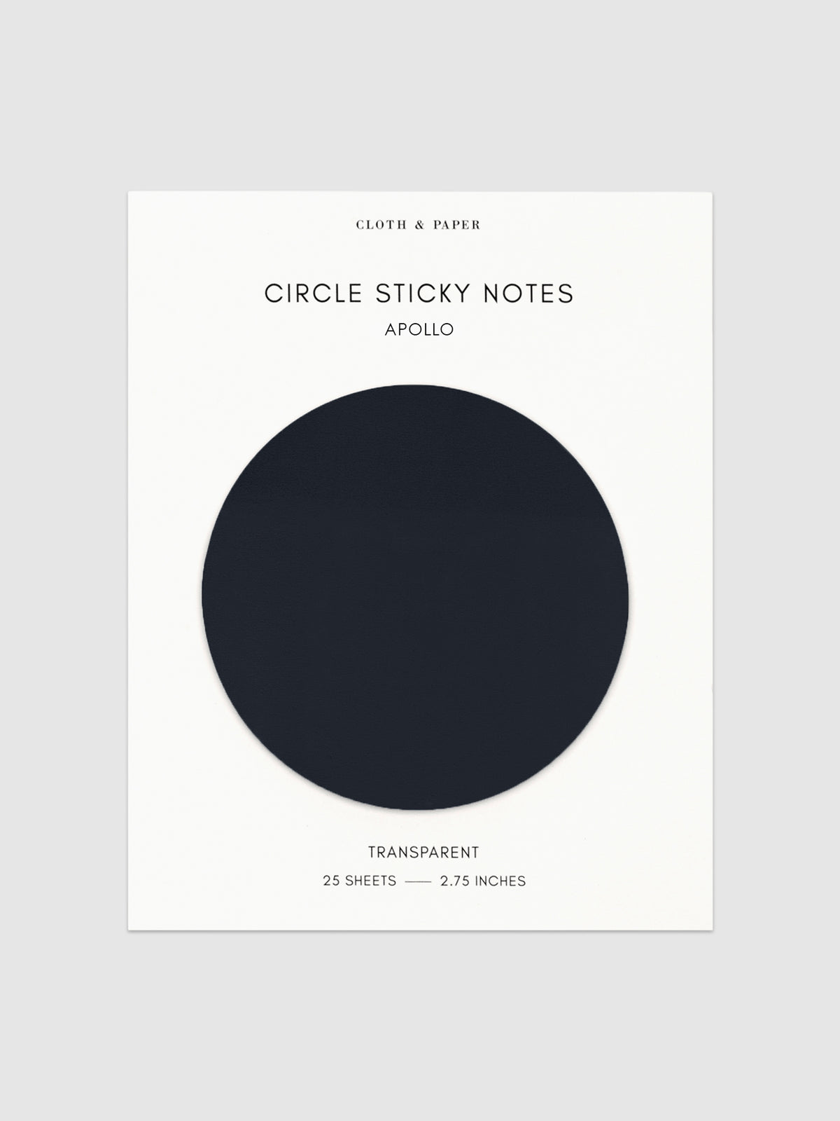 Transparent Circle Sticky Notes displayed on a neutral backround. Color shown is Apollo.