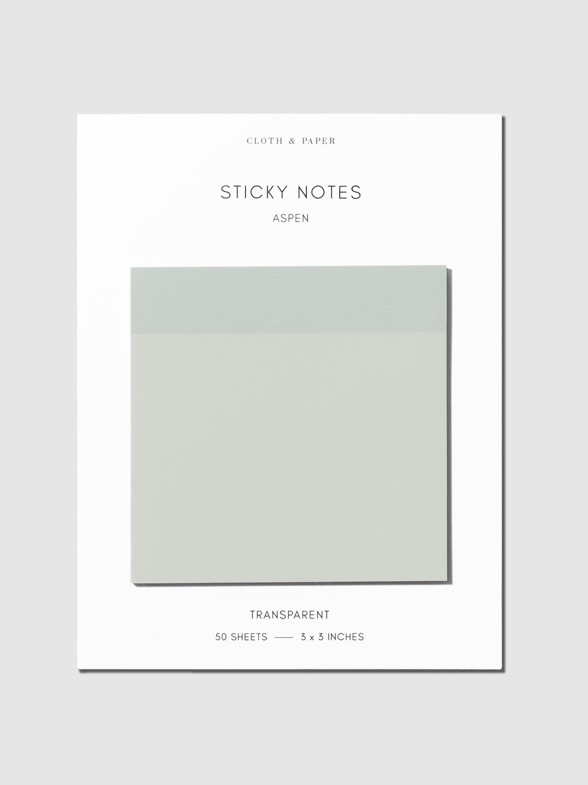Sticky notes on their backing displayed on a neutral background. Color pictured is Aspen.